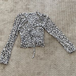 Cinched waist animal print top